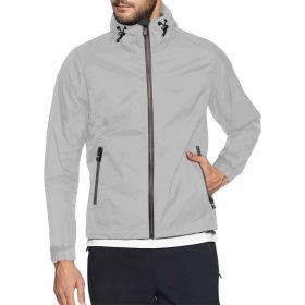 Mens Hooded Windbreaker Jacket - Light Grey